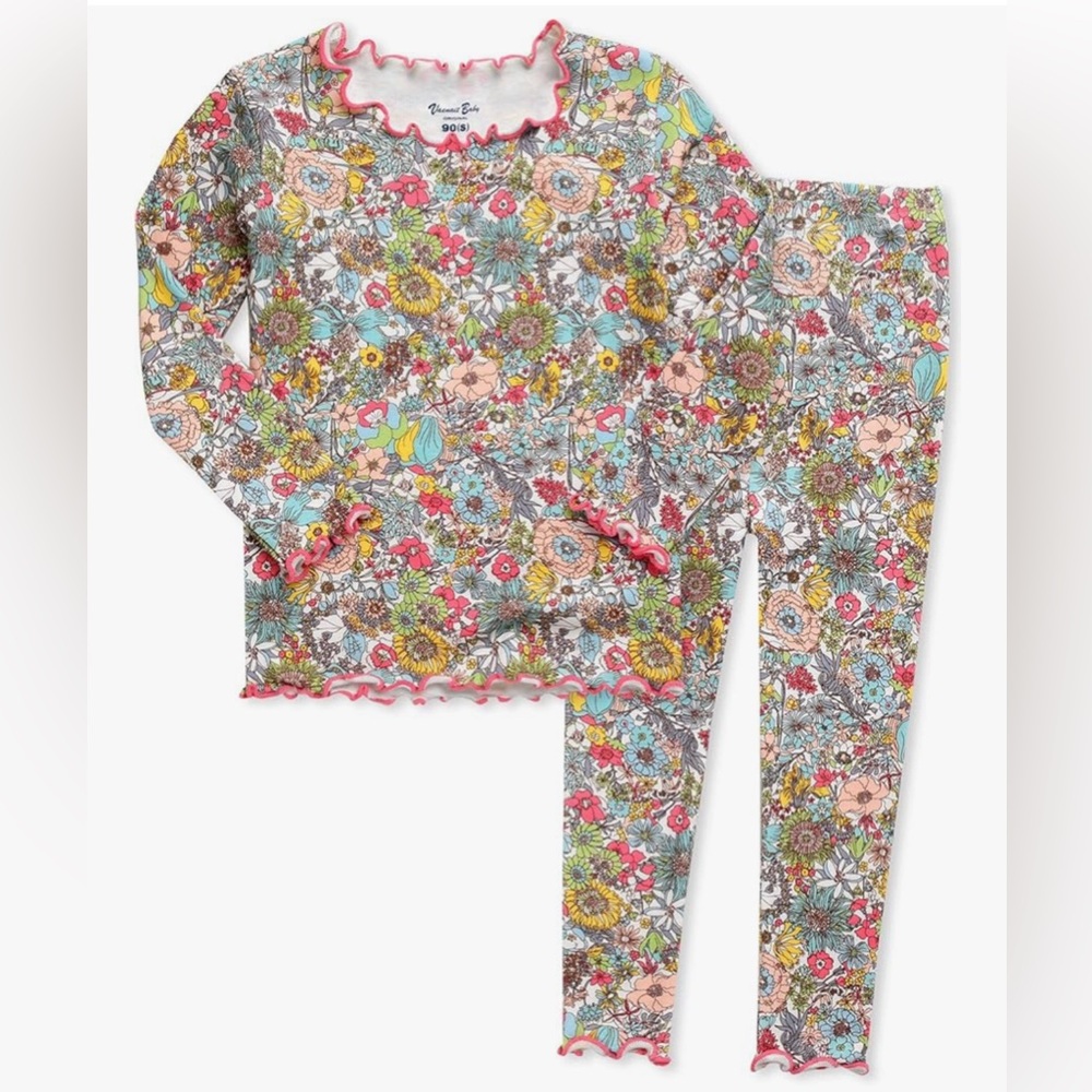 Vaenait Baby - Soft Comfy Modal Tencel PJ Set - Colorful Floral - Size: 4-5T